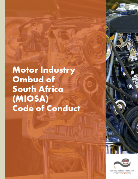 Cover page of the Motor Industry Ombud of South Africa (MIOSA) Code of Conduct