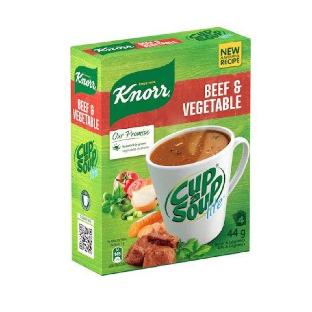Image of the Knorr Beef and Vegetable Cup-A-Soup product that is part of the Product Recall – Consumers Are Urged To Return Knorr Cup-A-Soup Lite Beef And Vegetable